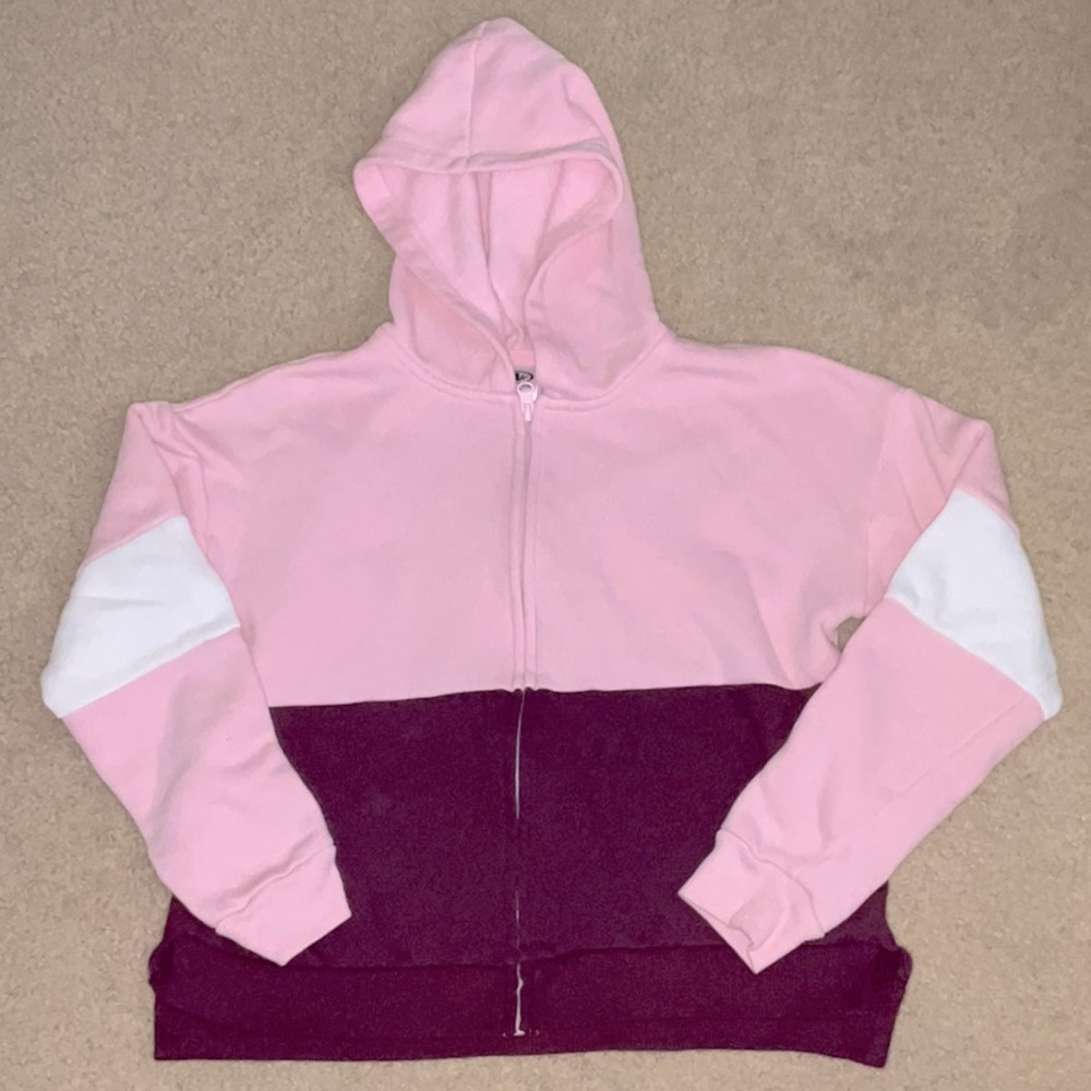 Pink and Burgundy Colorblock Hoodie
